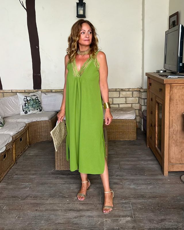 VESTIDO LENCERO pistacho