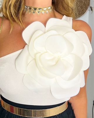Top FLOR blanco