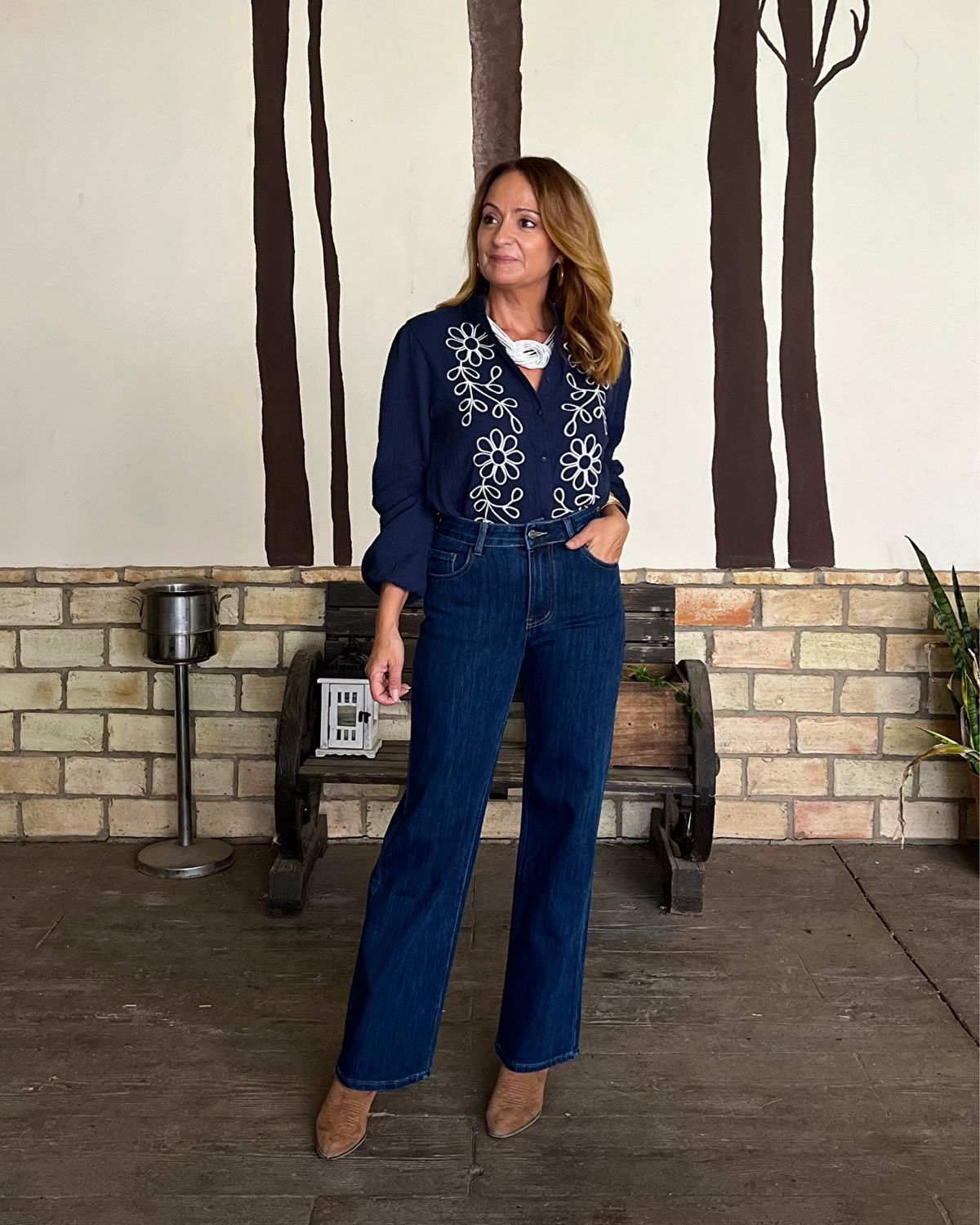 Blusa BORDADA marino