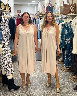 VESTIDO LENCERO beige