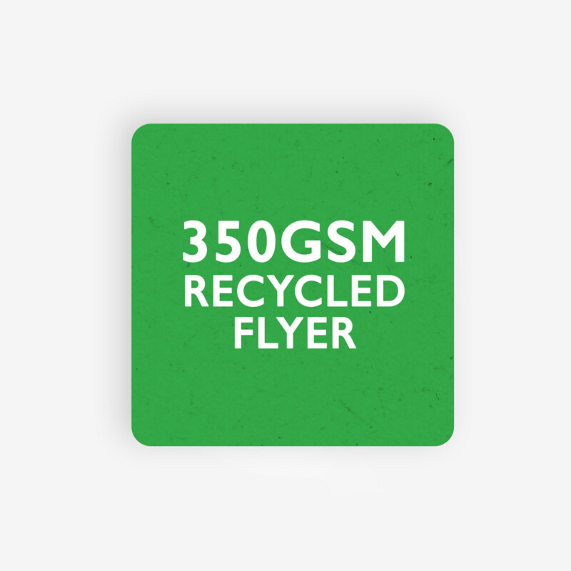 9.8cm SQUARE FLYER WITH ROUNDED CORNERS • 350gsm RECYCLED