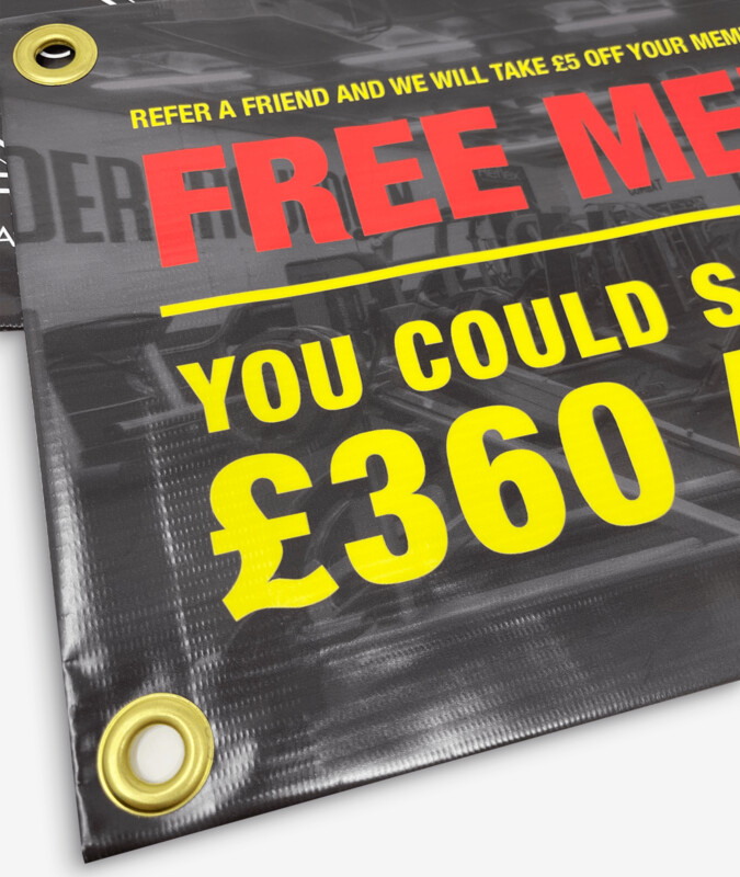 WATERPROOF VINYL BANNERS • HEMMED & EYELETTED