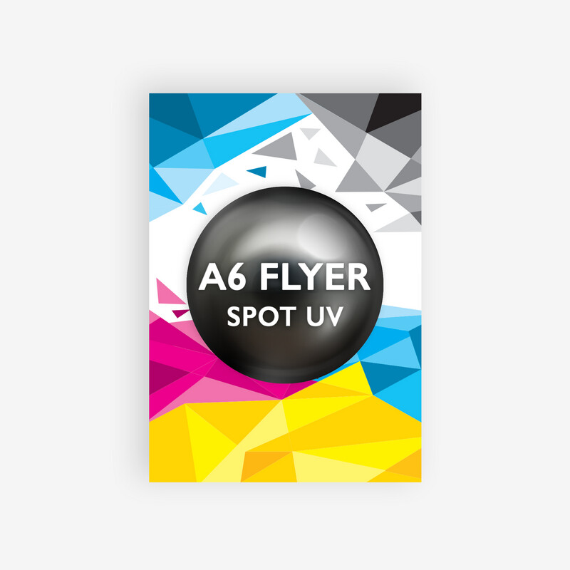 SPOT UV A6 FLYERS • 350gsm SILK • With Lamination & SPOT UV