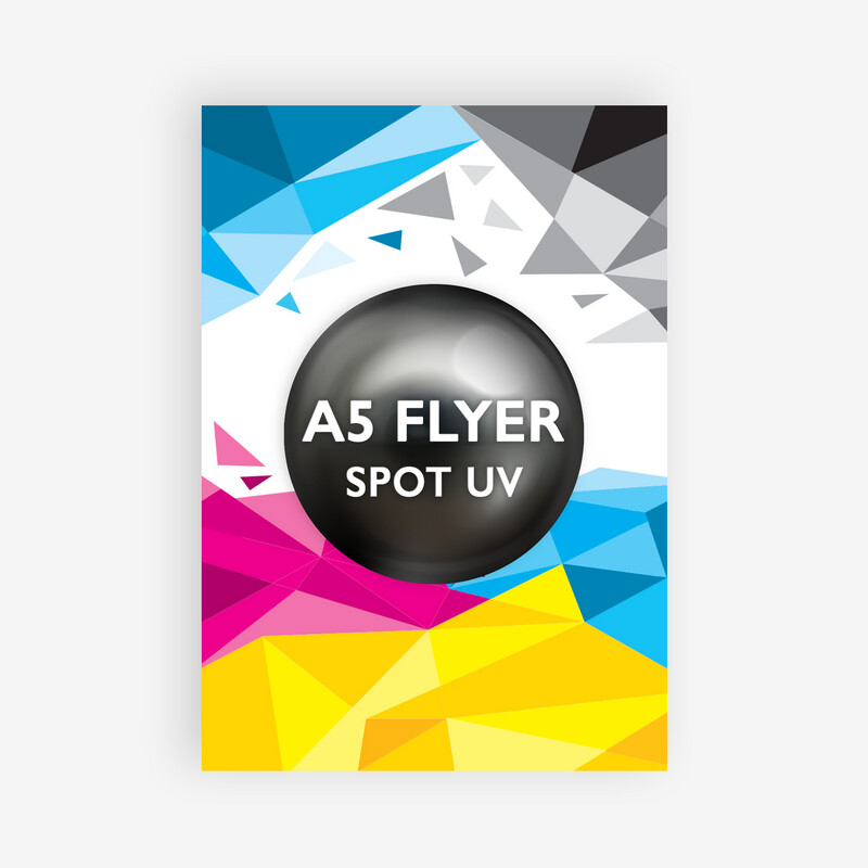 SPOT UV A5 FLYERS • 350gsm SILK • With Lamination & SPOT UV