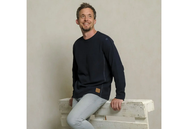 Herrenpulli Waffelstrick dunkelblau