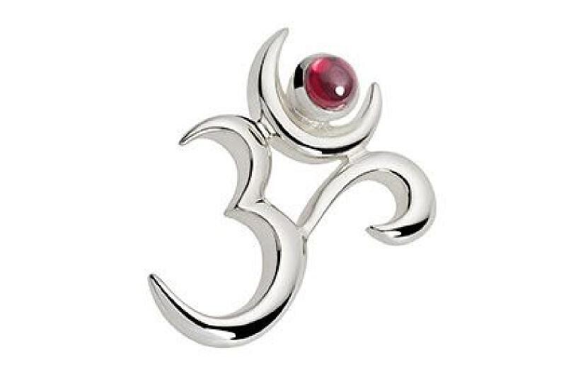 OM mit Granat - Silberschmuck Anhänger