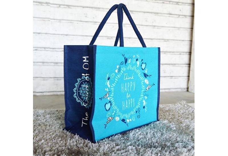 Jutetasche türkis-blau