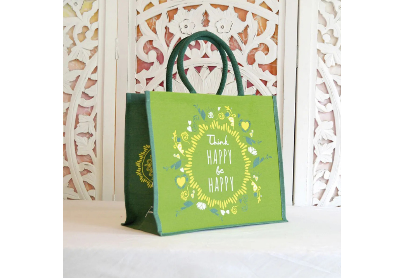 Jute-Tasche - Blume des Lebens - grün