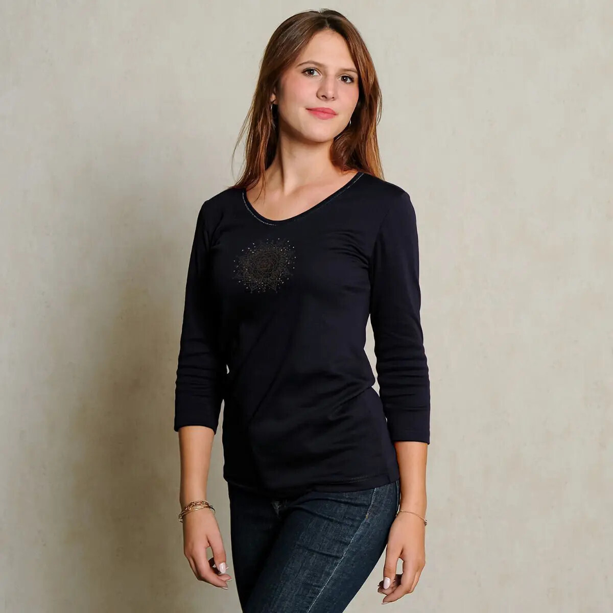 Shirt 3/4 Arm - Flower of Harmony schwarz