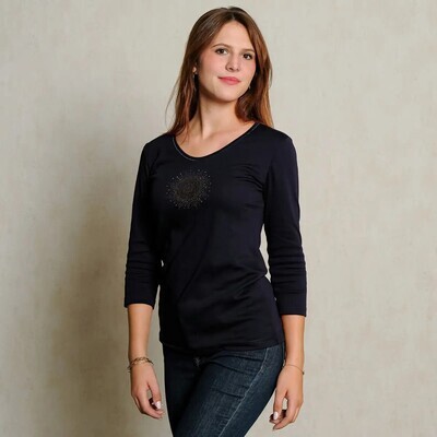 Shirt 3/4 Arm - Flower of Harmony schwarz