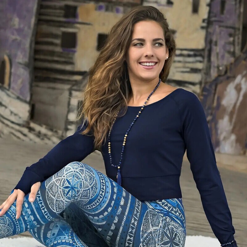 Longsleeve Crop Shirt Bambus dunkelblau