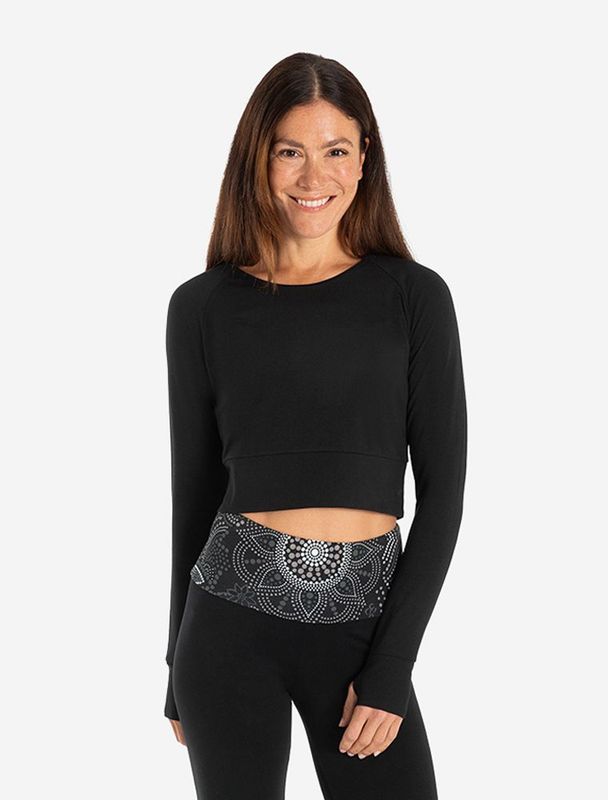 Crop Shirt langarm Jathara schwarz