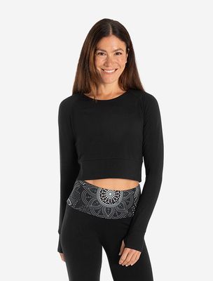 Crop Shirt langarm Jathara schwarz