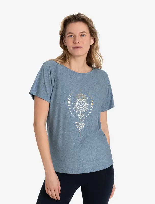 Shirt women blue melange gold