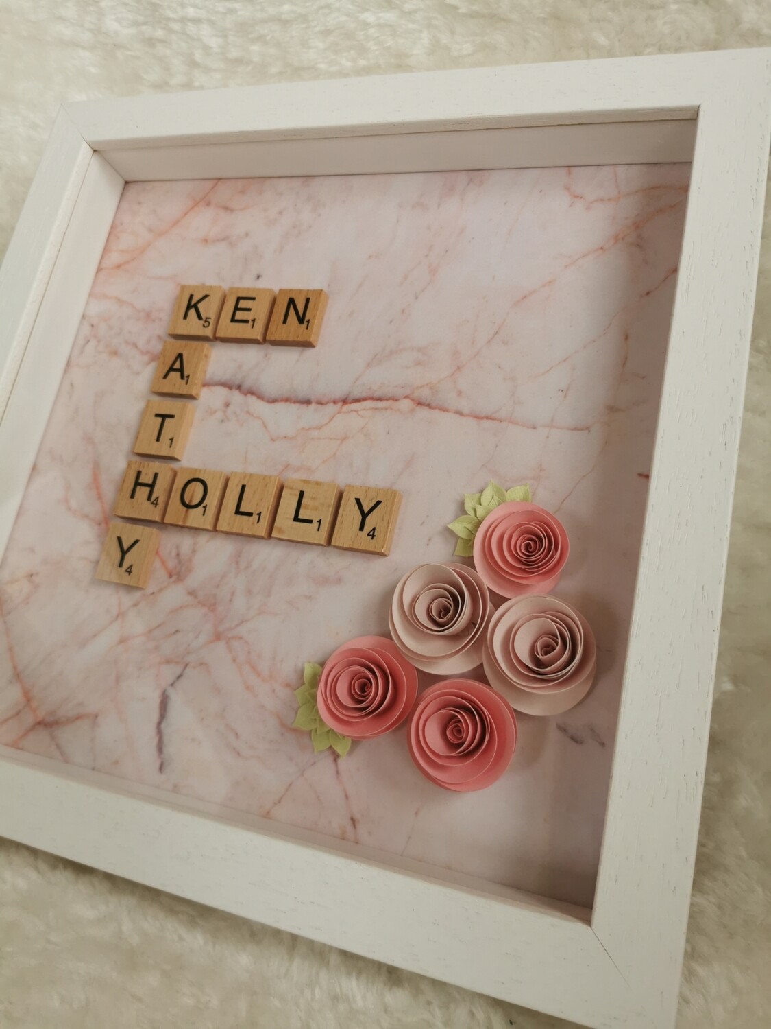 Scrabble &amp; Paper Flowers Frame