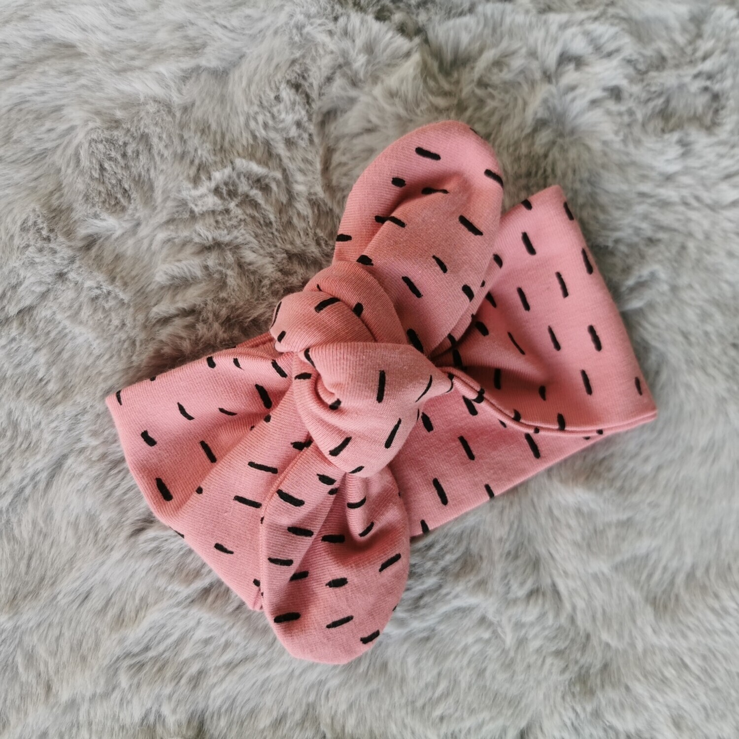 Personalised top &amp; handmade cotton bow, Bow: Pink &amp; Black Fleck, Size: 12-18