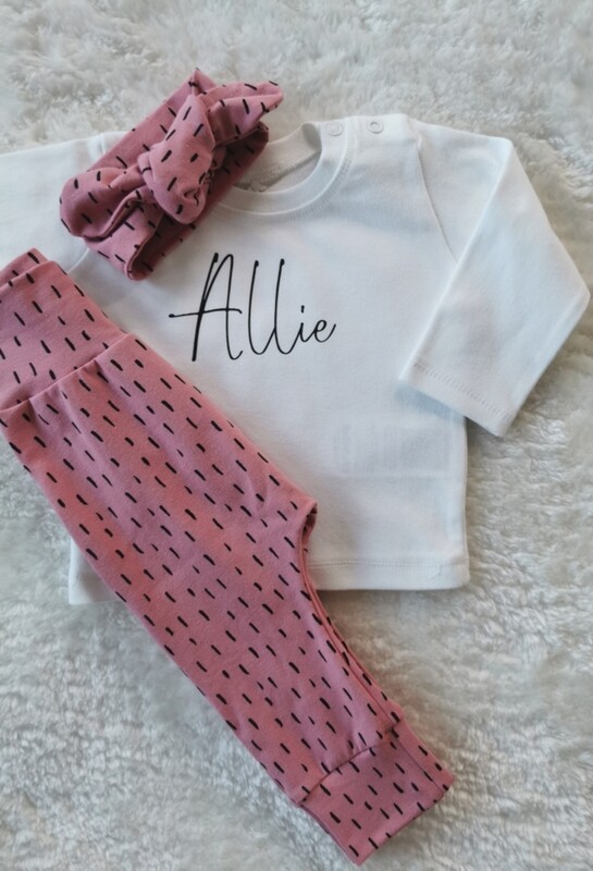 Personalised Handmade Set (3-6 months) -Pink Fleck