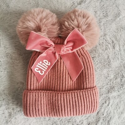Personalised Pom Pom Hat - Pink
