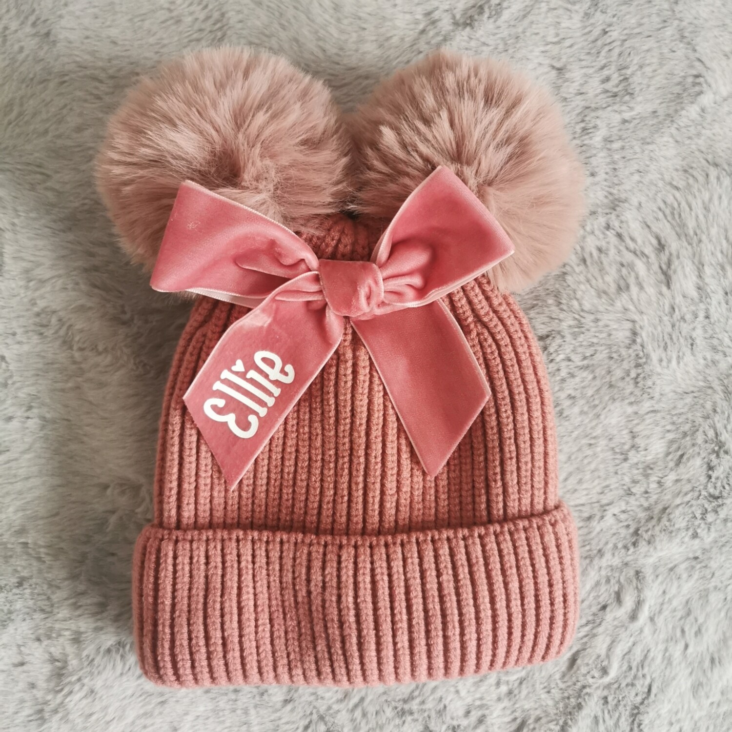 Personalised Pom Pom Hat - Pink