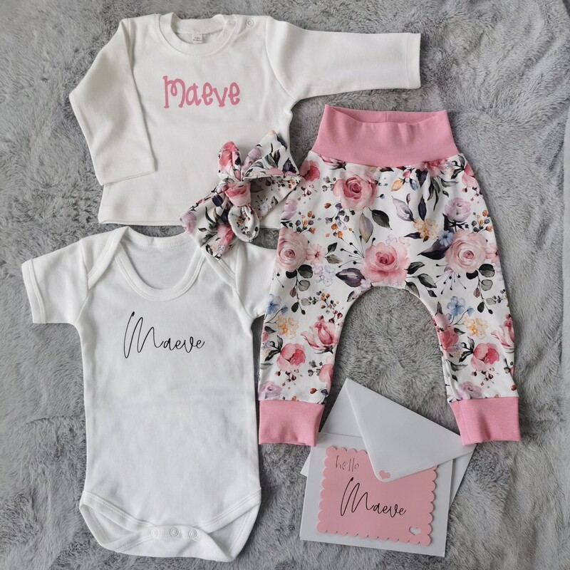 New Baby Gift Box | Personalised Baby Hamper - Pink Roses