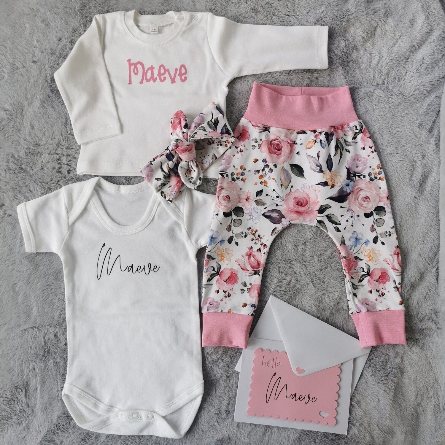 New Baby Gift Box | Personalised Baby Hamper - Pink Roses