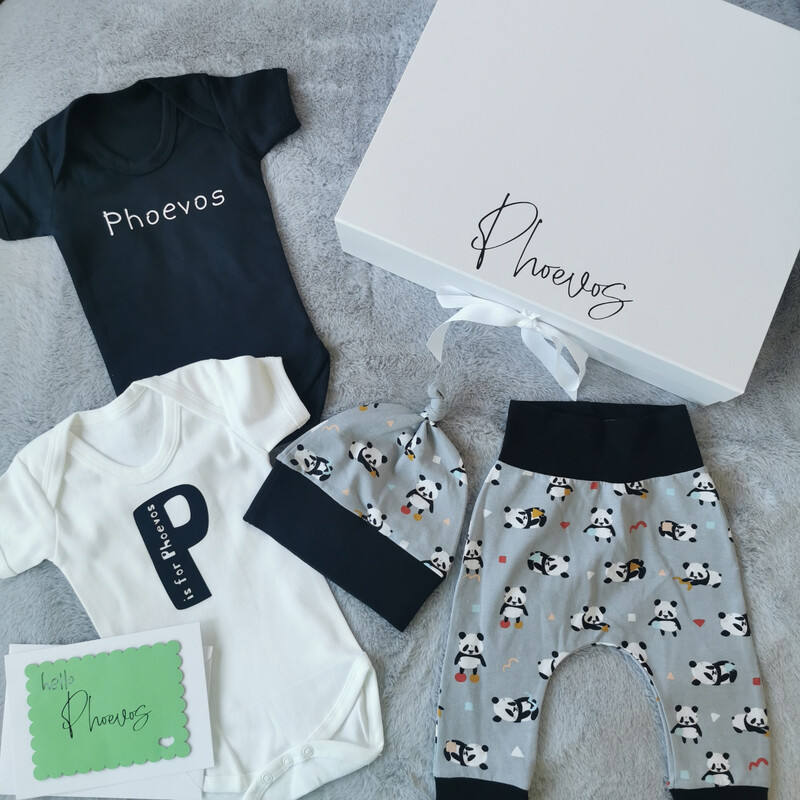 New Baby Gift Box | Personalised Baby Hamper - Grey Panda