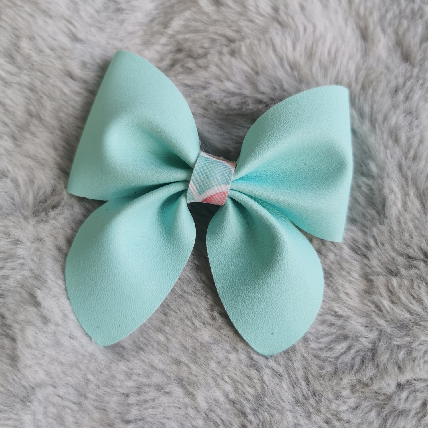 Soft Faux Leather Sailor Bow Aqua 