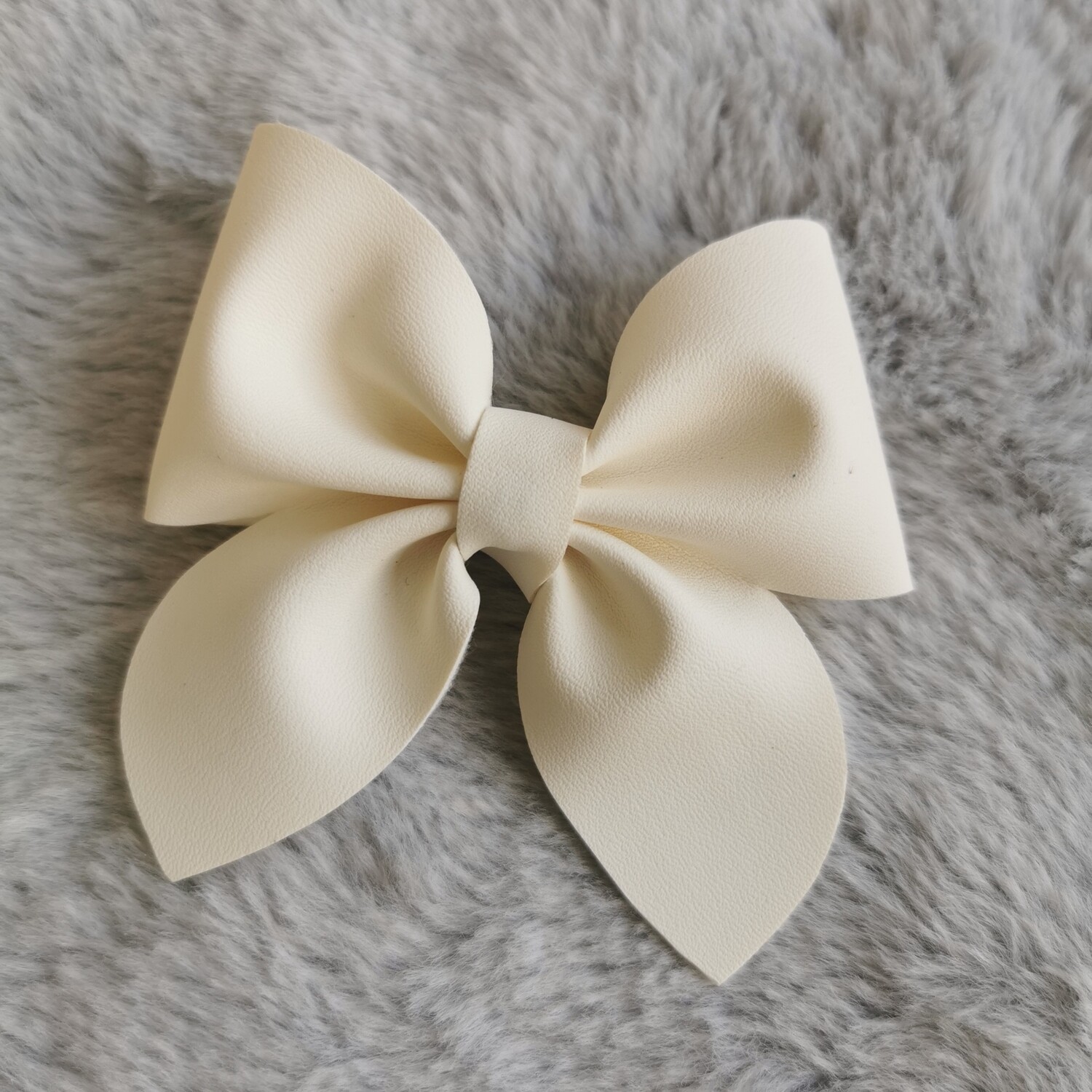 Soft Faux Leather Sailor Bow Cream