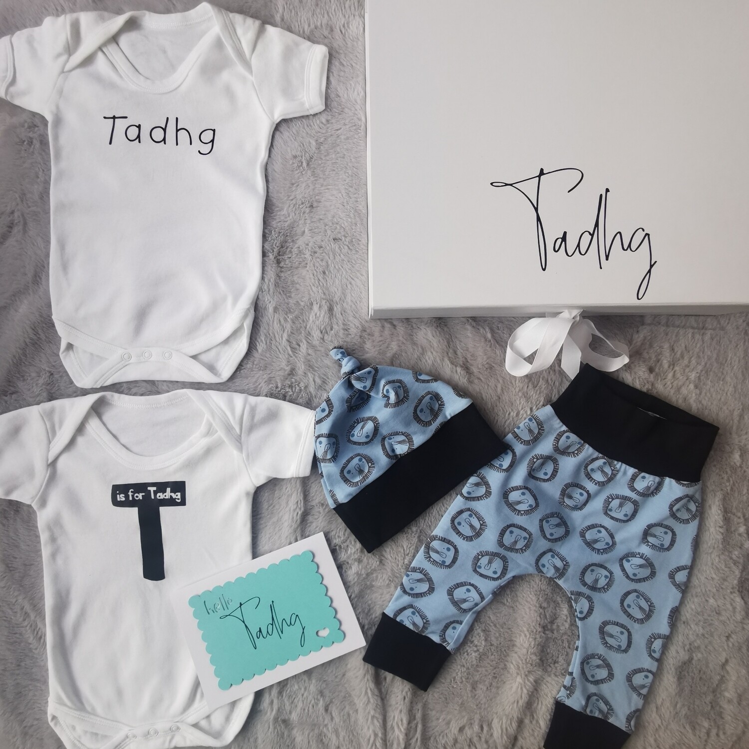 New Baby Gift Box | Personalised Baby Hamper - Blue Lions
