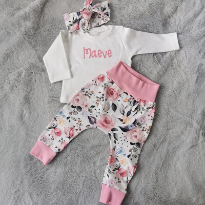 Personalised Handmade Set (3-6 months) - Roses