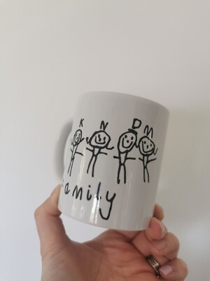 Child’s Handwritten Note Or Drawing On A Mug