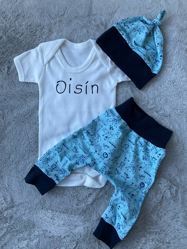 Personalised Handmade Set (3-6 months) - Blue Skateboard