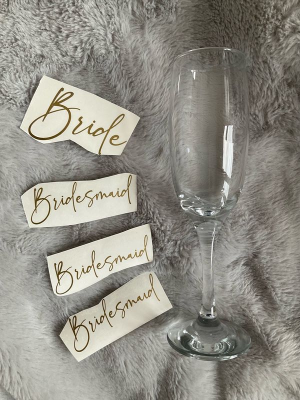 Bride / Bridesmaid Prosecco Glass Label Set