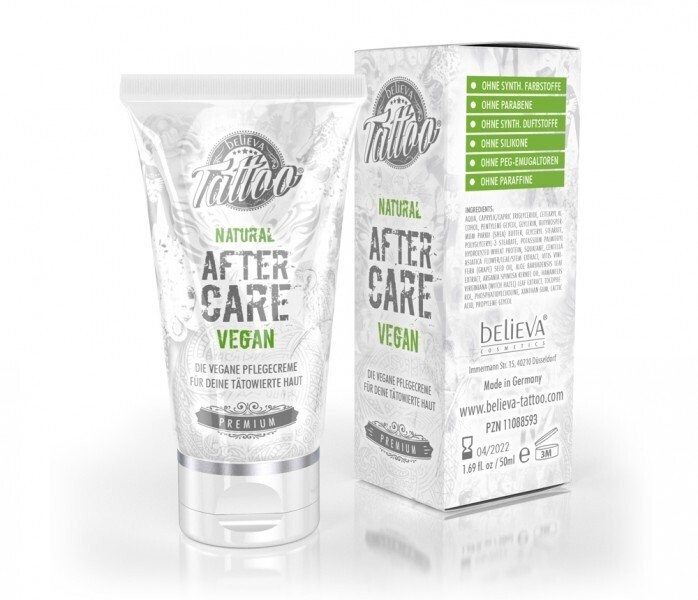 TATTOO VEGANE AFTERCARE 5ml/50ml/150ml Believa Tattoo TATTOO VEGANE AFTERCARE 5ml/50ml/150ml Believa Tattoo