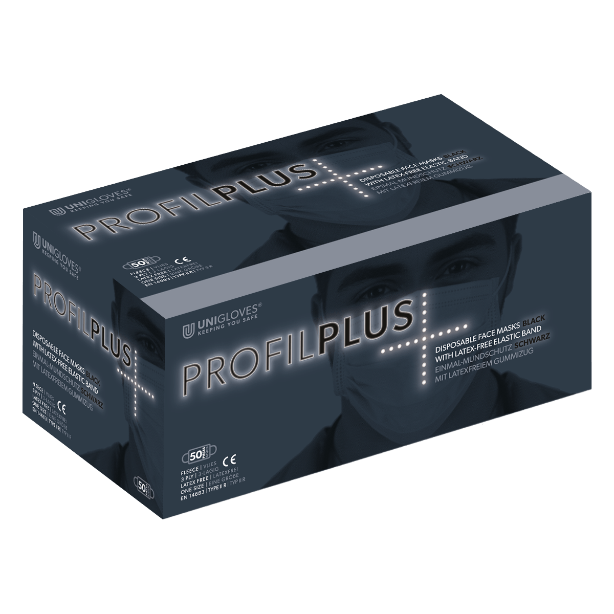 Einmal Mundschutz schwarz latexfrei 50 Stück
