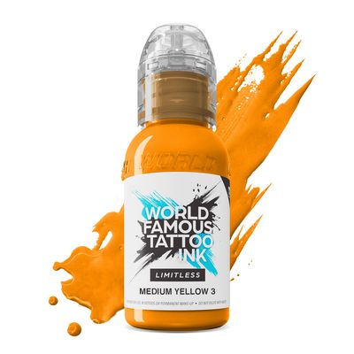 World Famous Limitless Tattoofarbe - Medium Yellow 3 30ml World Famous Limitless Tattoofarbe - Medium Yellow 3 30ml
