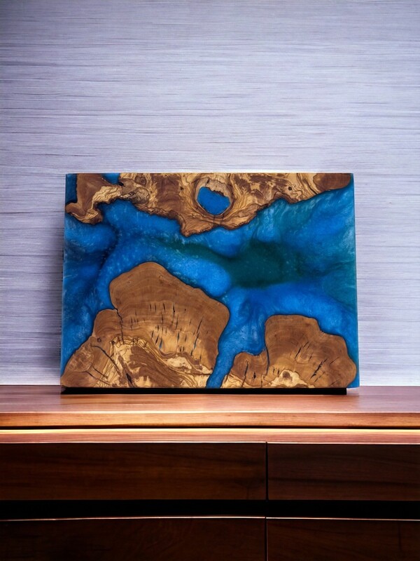 Olivenholz mit Blauem und Grünen Epoxy