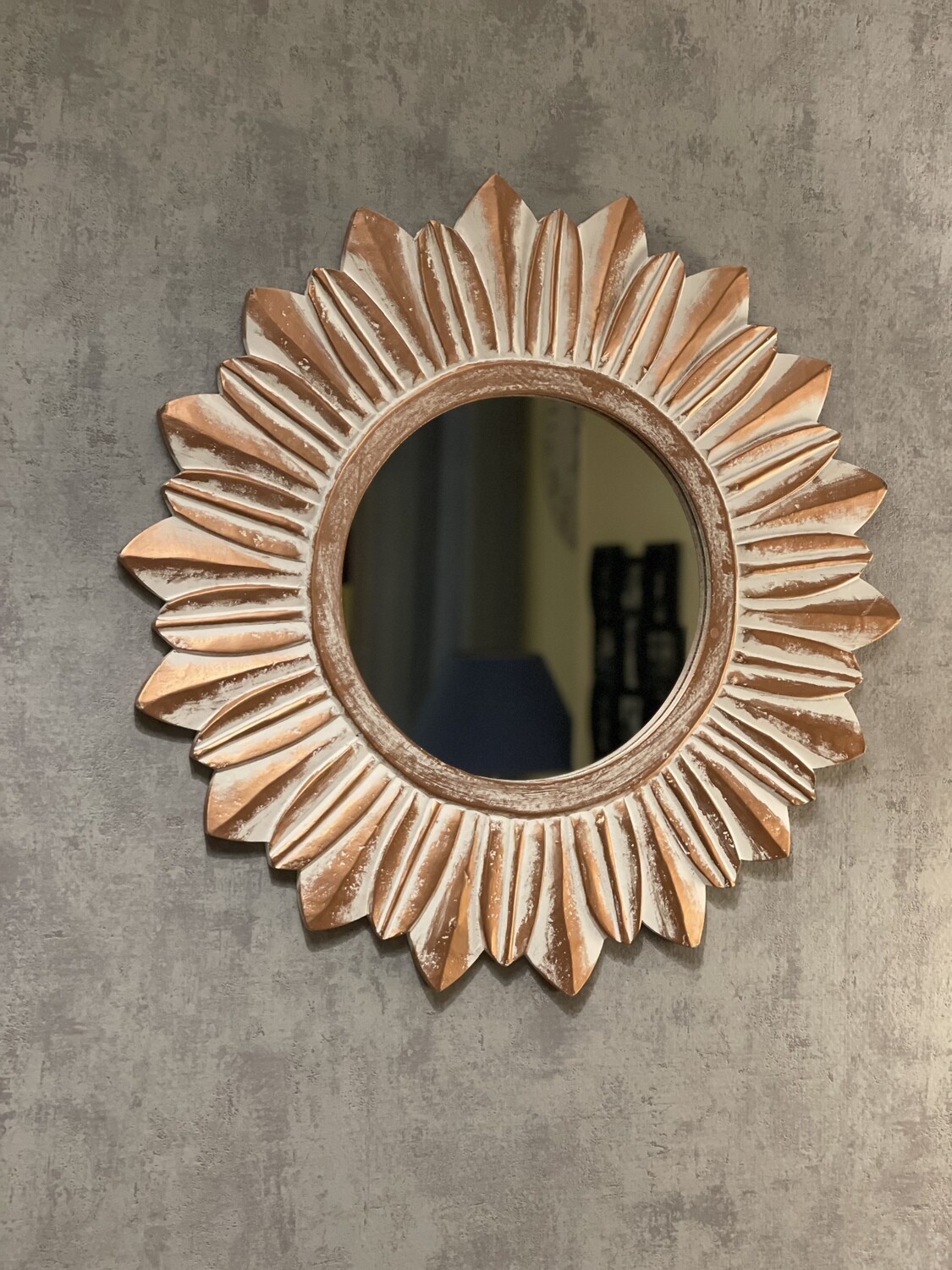 Miroir mural tournesol finition  or rose, 56cm x 56 cm