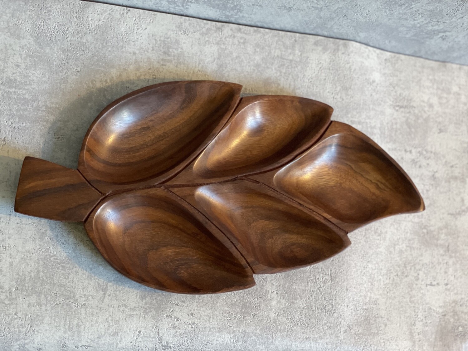 Plateau feuille en bois - 5 sections