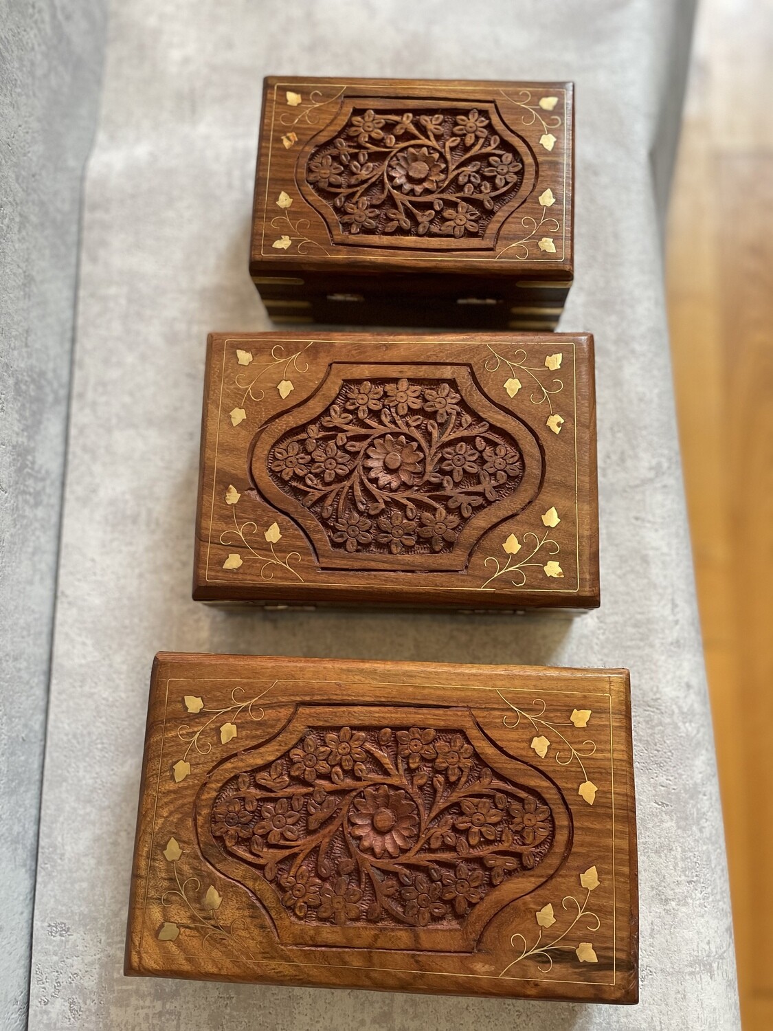 Set de 3 Boîtes Bois Floral