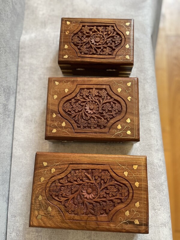 Set de 3 Boîtes Bois Floral