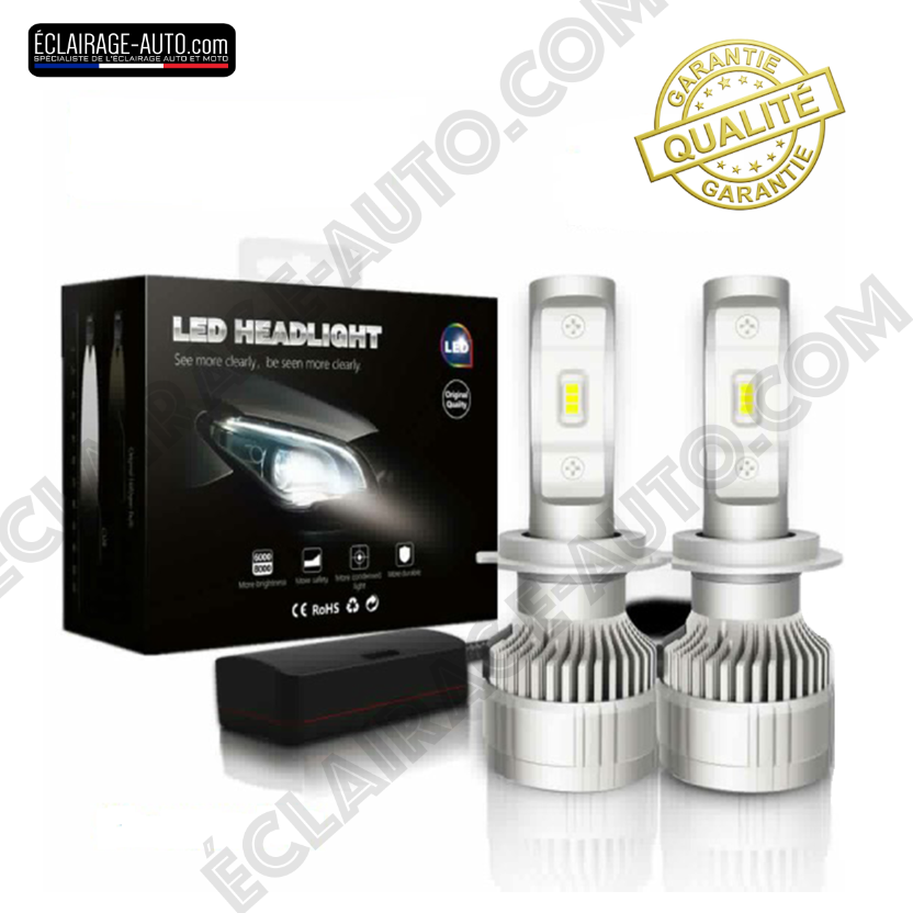 Kit DE 2 AMPOULES MINI LED VENTILÉ H7 12.000LM POUR AUTO MOTO ET CAMION - VERSION NINJA