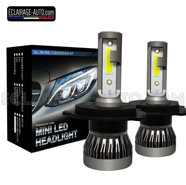 Kit DE 2 AMPOULES LED H4 5000LM POUR AUTO MOTO ET CAMION TAILLE XXS