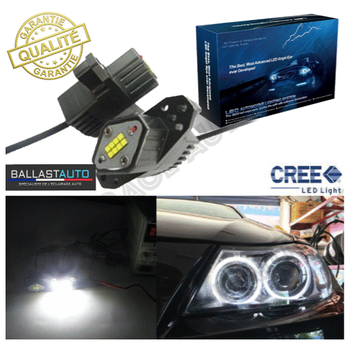 Angel Eyes Haute Gamme à leds blanc pour BMW Série 3 E90 E91 Phase 2 LCI - 1400LM