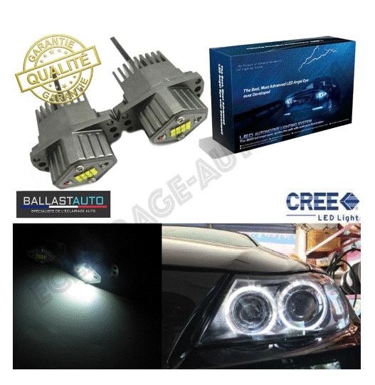 Angel Eyes Haute Gamme à leds blanc pour BMW Série 3 E90 E91 Phase 1 - 1400LM