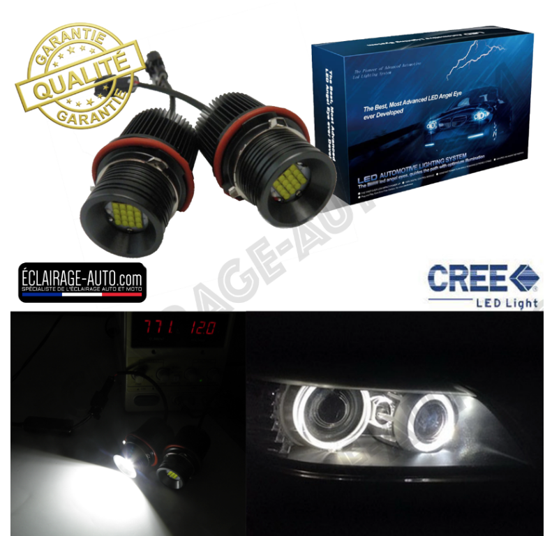 Angel Eyes Haute Game à leds blanc pour BMW Série 1 5 6 7 X3 X5 - 1400LM