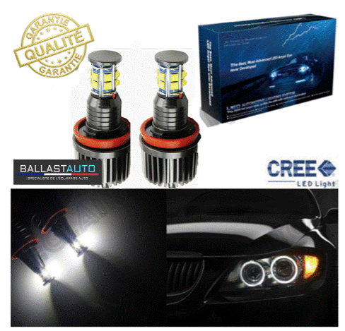 Angel Eyes Premium H8 à leds Ultra Blanc pour BMW - 120W 1250LM