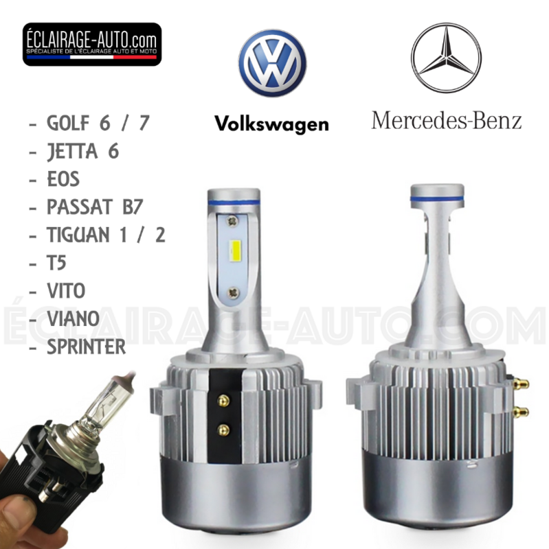 Kit DE 2 AMPOULES LED CSP H7 7600LM SPECIFIQUE POUR VOLKSWAGEN / MERCEDES Kit DE 2 AMPOULES LED CSP H7 7600LM SPECIFIQUE POUR VOLKSWAGEN / MERCEDES
