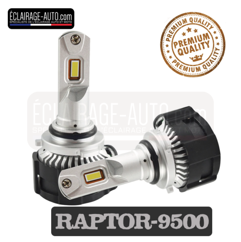 Kit 2 ampoules HB3 / 9005 LED RAPTOR-9500 19.000LM CANBUS - HOMOLOGUÉ