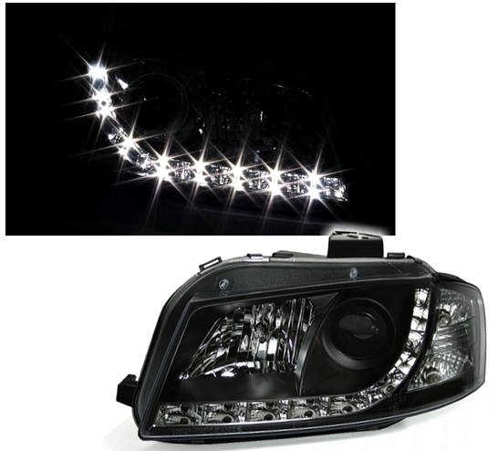 Phares à LED pour Audi A3 8P 2003 - 2008 Fond noir